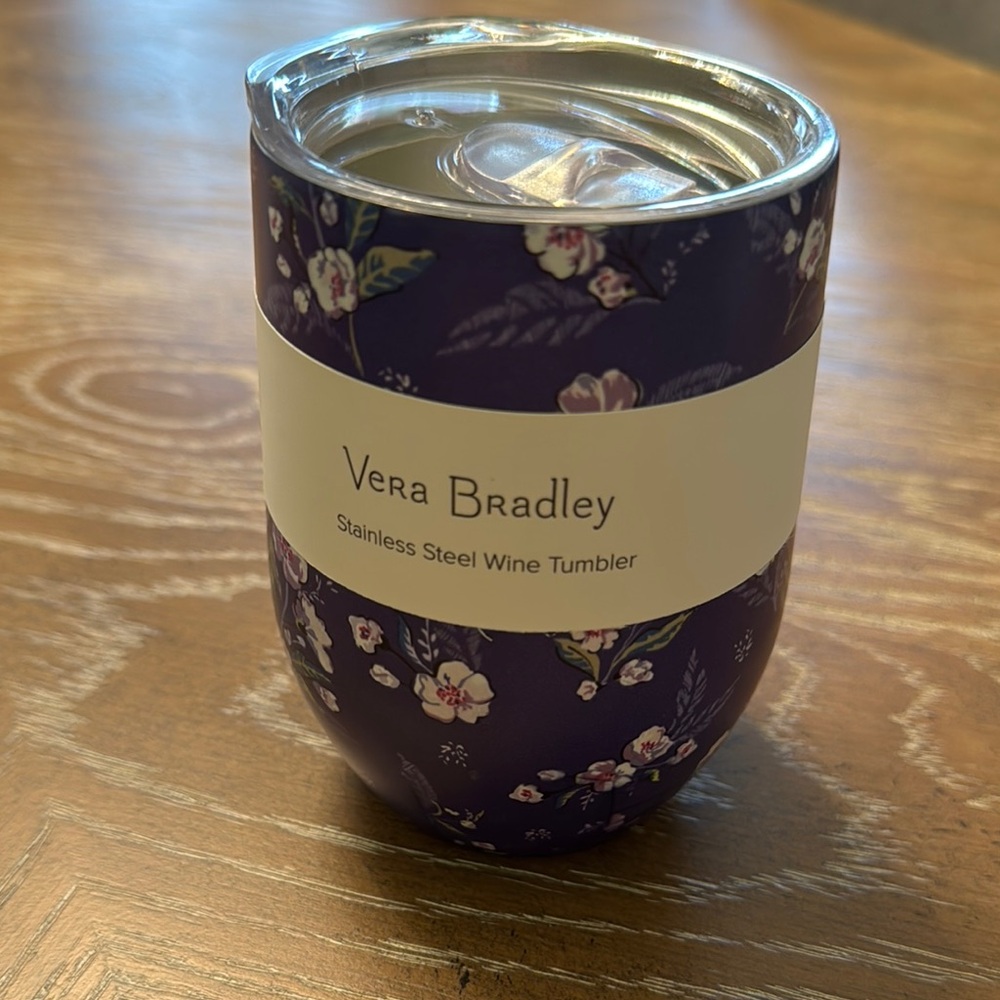 Vera Bradley Purple Floral Stainless Steel Wine Tumbler